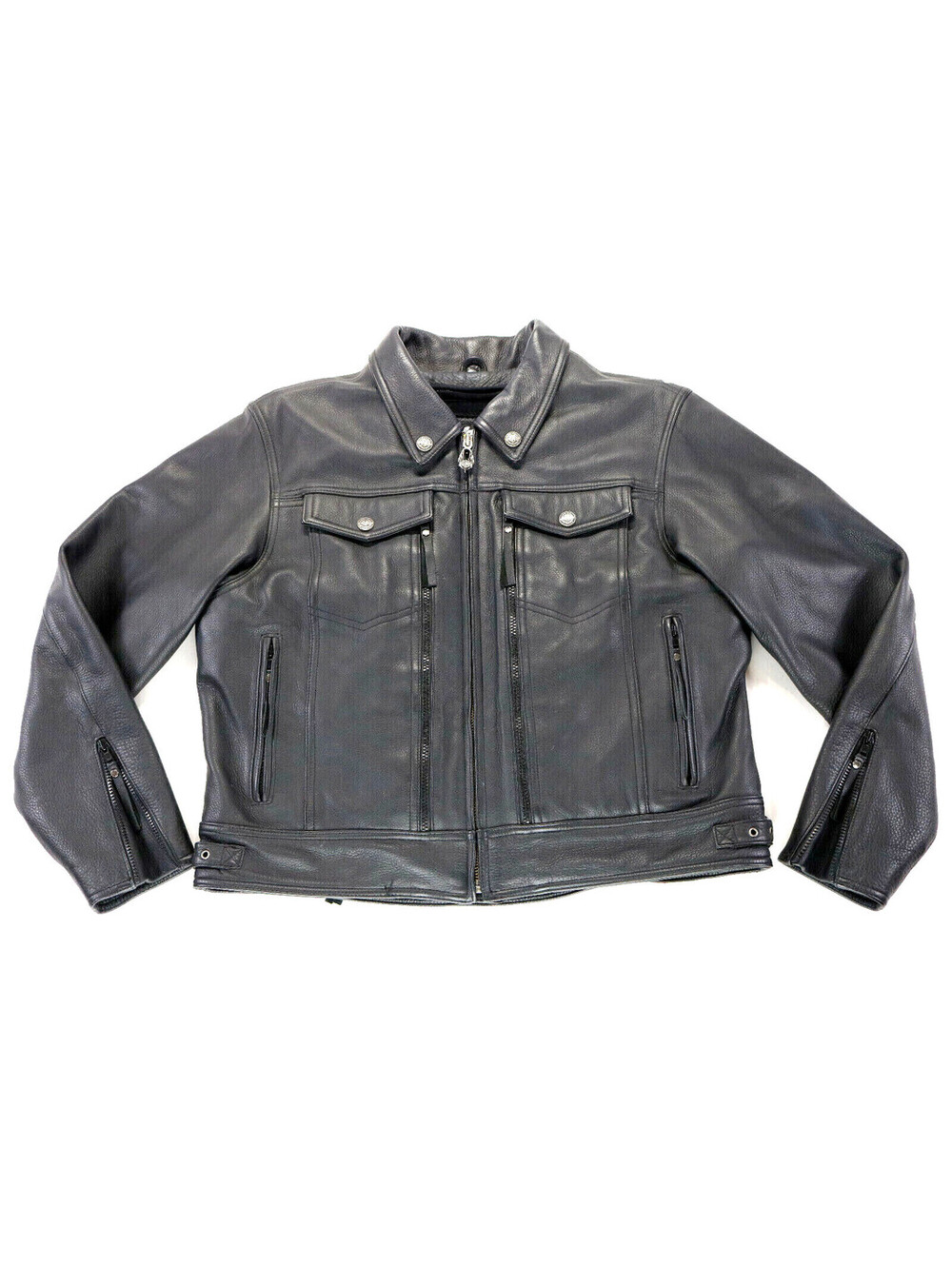 womens harley davidson jacket L black leather concealed pockets liner vents soft